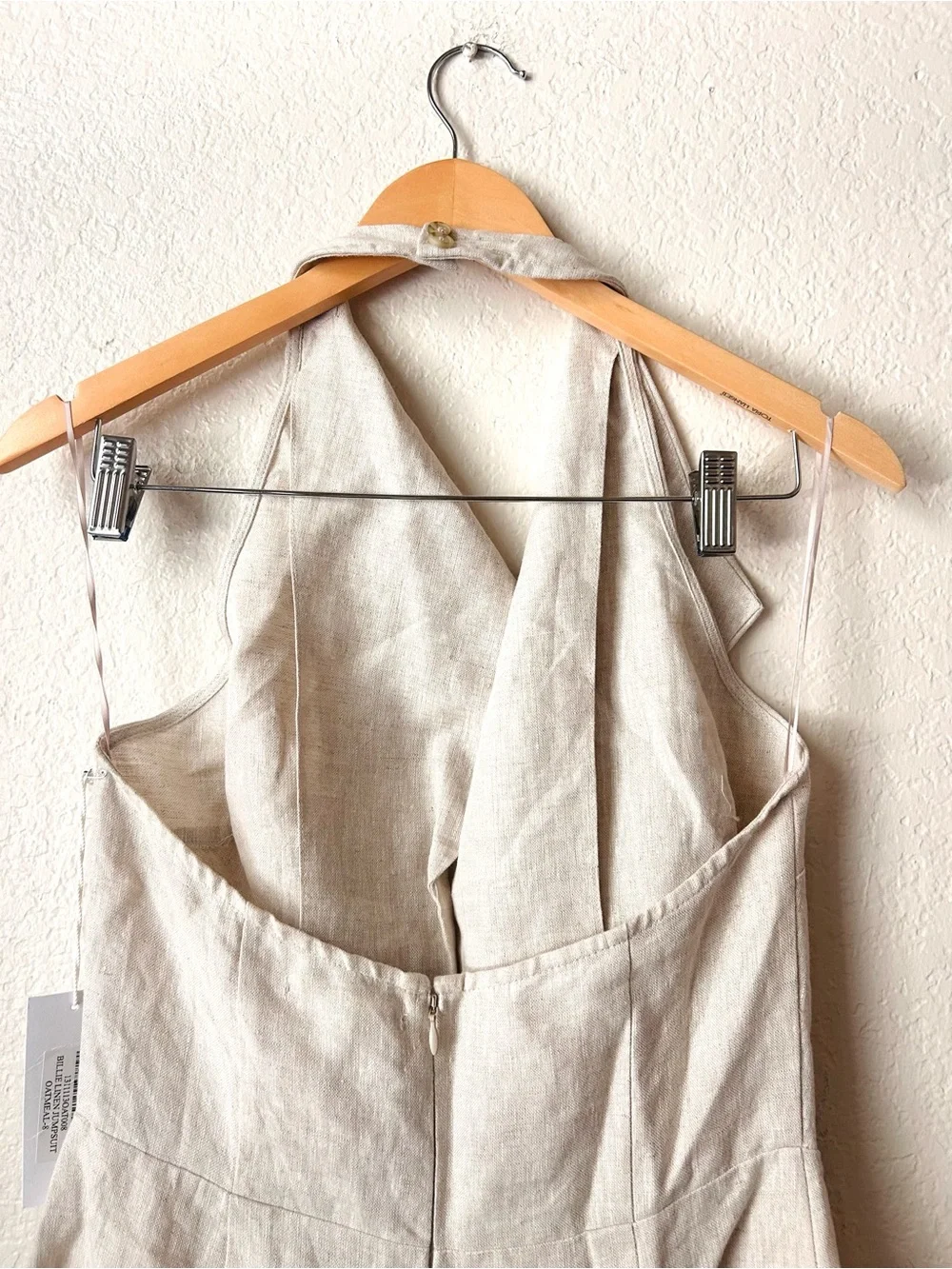 NWT Reformation Billie 100% Linen Button-Front Wide-Leg Jumpsuit in Oatmeal